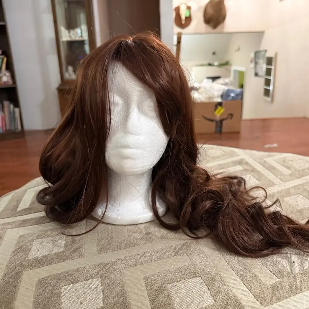 Synthetic Red Wig with bangs and beautiful wavy layers 26 inches